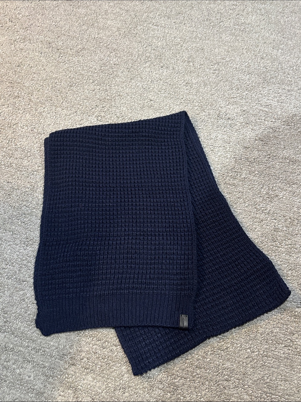 All Saints Navy Waffle Knit Scarf